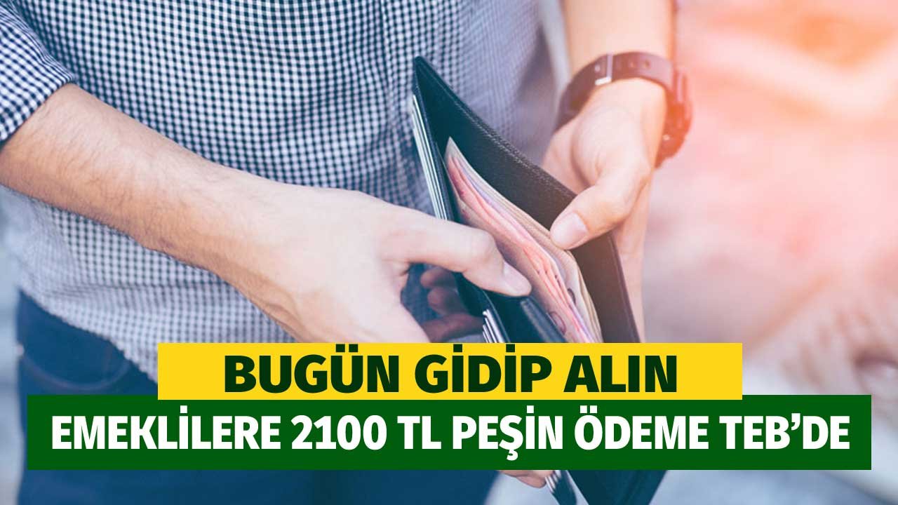 Bugün Gidip Alın! Emeklilere 2100 TL Peşin Ödeme TEB'den
