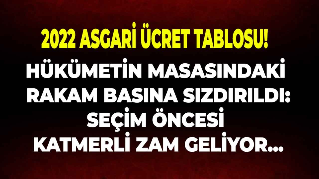 2022 Asgari Ücret Tablosu ile Hükümetin Zam Teklifi Basına Sızdırıldı! Seçim Hamlesi ile Katmerli Zam Yolda