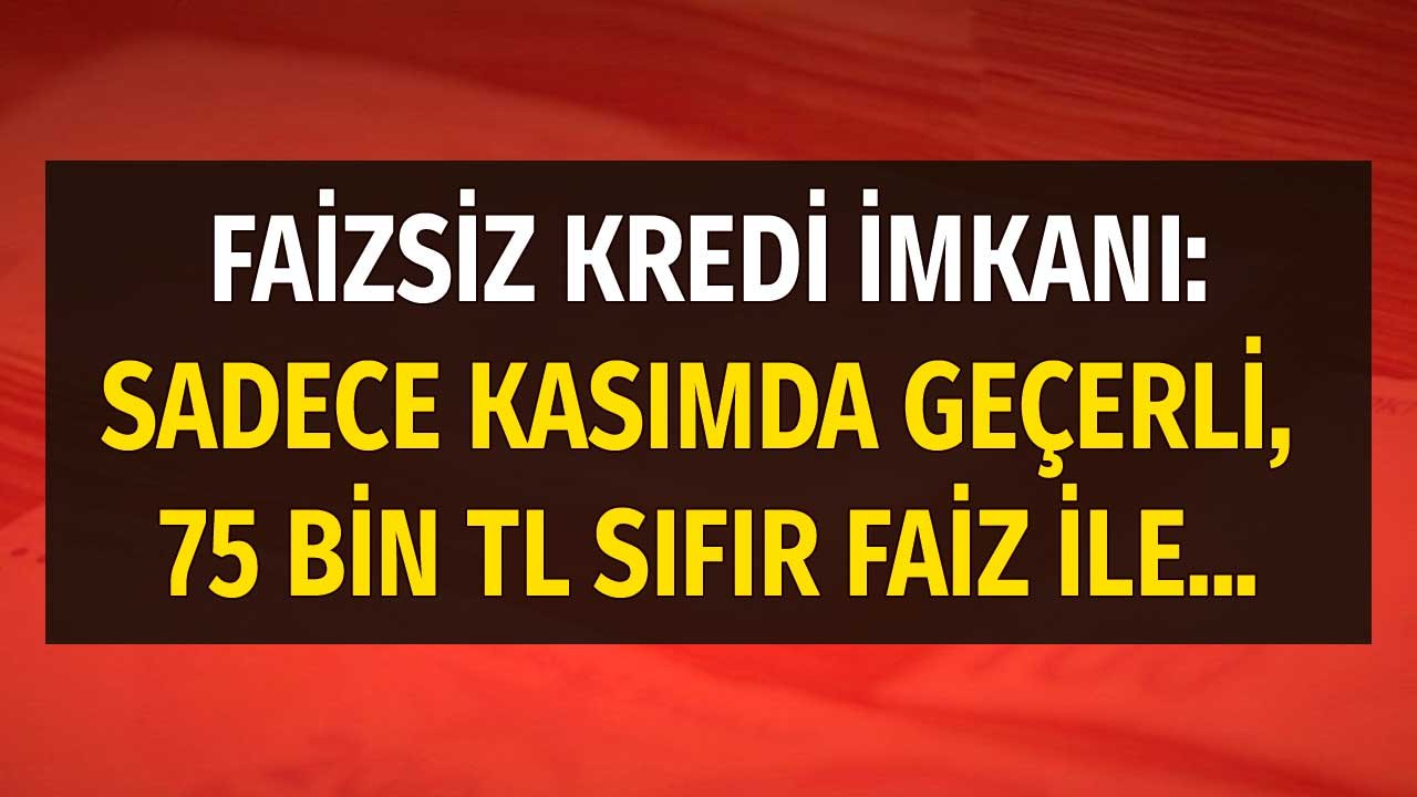 Son Başvuru Tarihi 31 Kasım! Beklenen Faizsiz Kredi Müjdesi Geldi: 75 Bin Liraya Kadar Sıfır Faizli Kredi Kampanyası