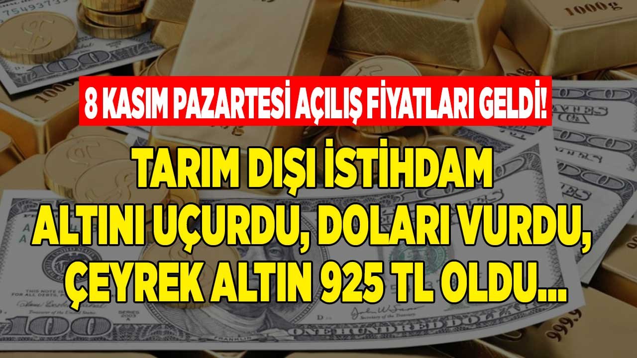 Tarım Dışı İstihdam Altını Uçurdu, Doları Vurdu, Çeyrek Altın 925 TL Oldu!