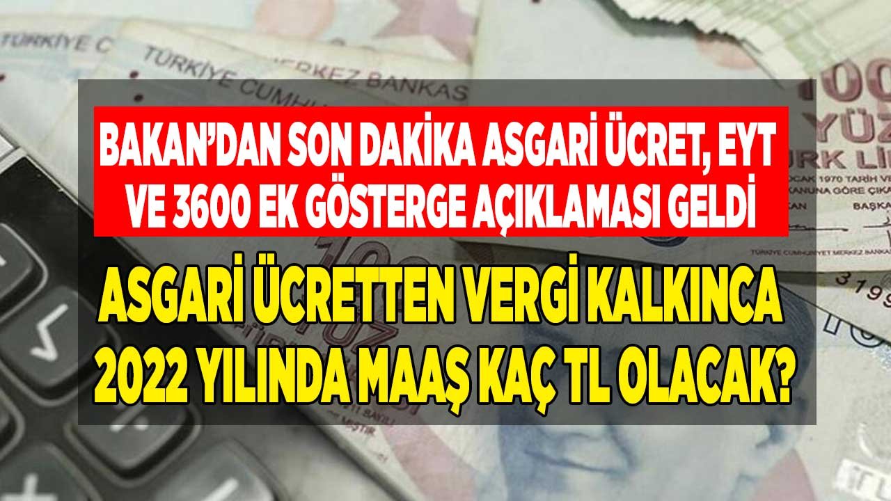 Bakandan Son Dakika 2022 Asgari Ücret Zammı EYT ve 3600 Ek Gösterge Açıklaması! Asgari Ücretten Vergi Kesintisi Ne Kadar