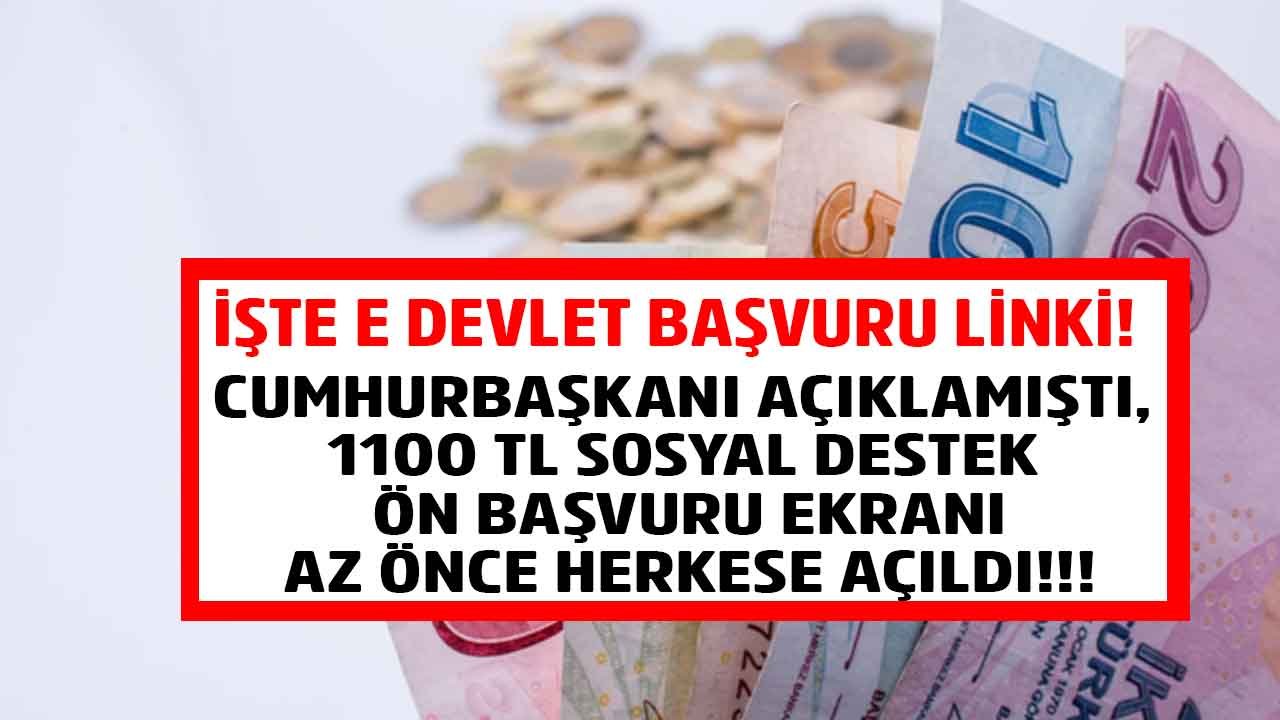 Son Dakika: Erdoğan Söz Vermişti, 1100 TL Sosyal Destek Ön Başvurusu Yardım Ekranı E Devlet Üzerinden Herkese Açıldı