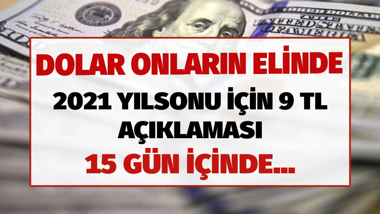 Dolar Onların Elinde! Yılsonu için 9 TL Açıklaması! 15 Gün İçinde..