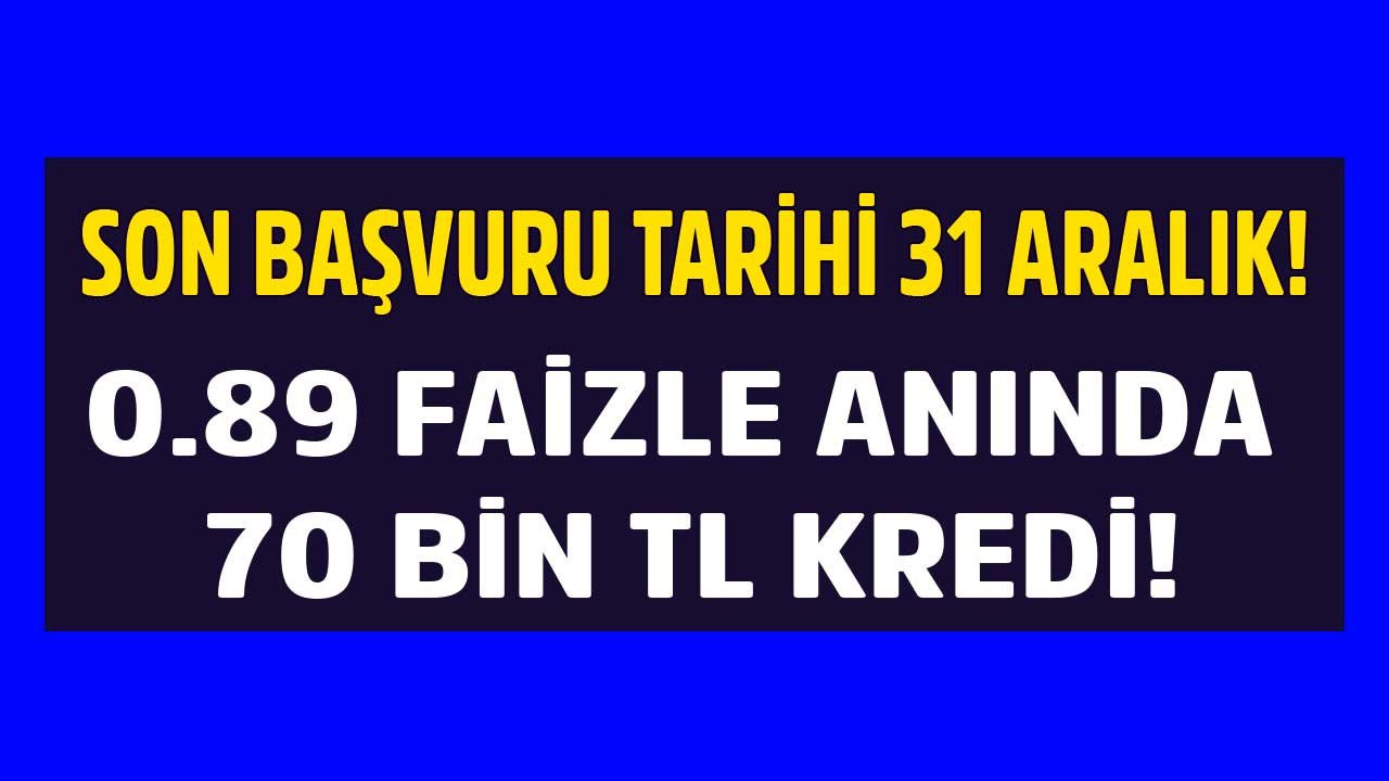 Başvurular 31 Aralık Tarihinde Sona Erecek! 0.89 Faiz Oranı İle 70 Bin Liraya Kadar Kredi Çekme İmkanı