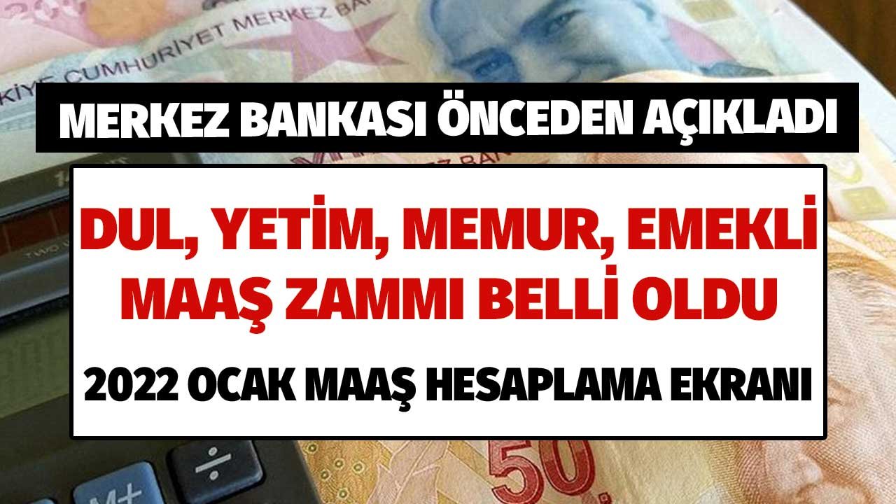 Merkez Bankası Önceden Açıkladı! Dul, Yetim, Memur, Emekli Maaşları Belli Oldu Cüzdanlara Ocak 2022'de Girecek Para