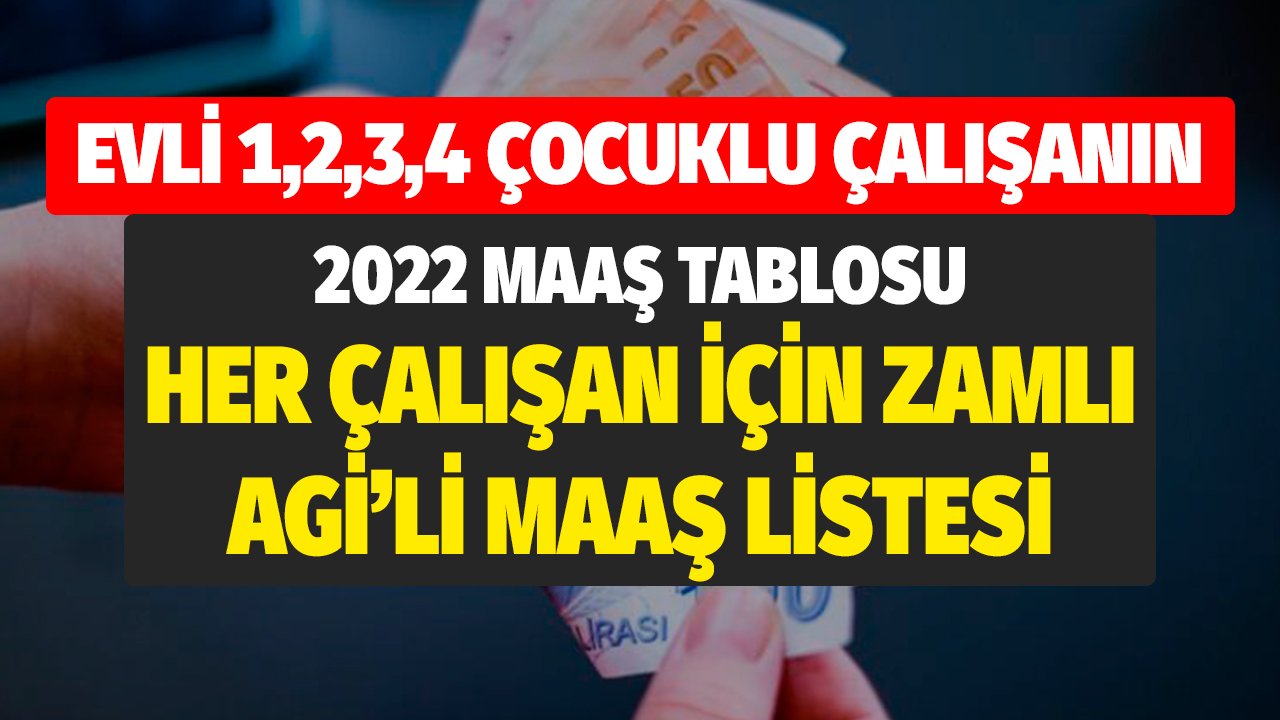 1,2,3,4 Çocuklu Asgari Ücretlilerin 2022 Maaş Tablosu Alacakları Zamlı AGİ Tarifesi