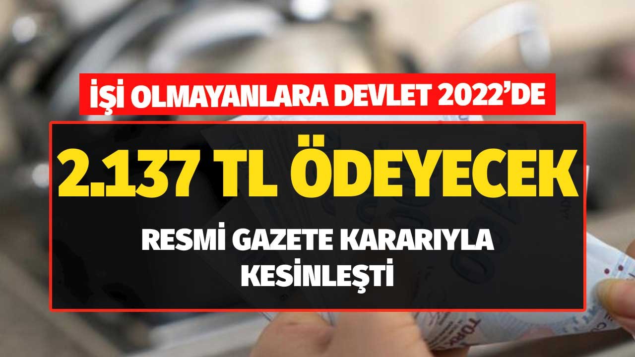 İşi Olmayanlara Devlet Ocak'ta 2137 TL Ödeyecek! Resmi Gazete Kararıyla Tebliğ Edildi