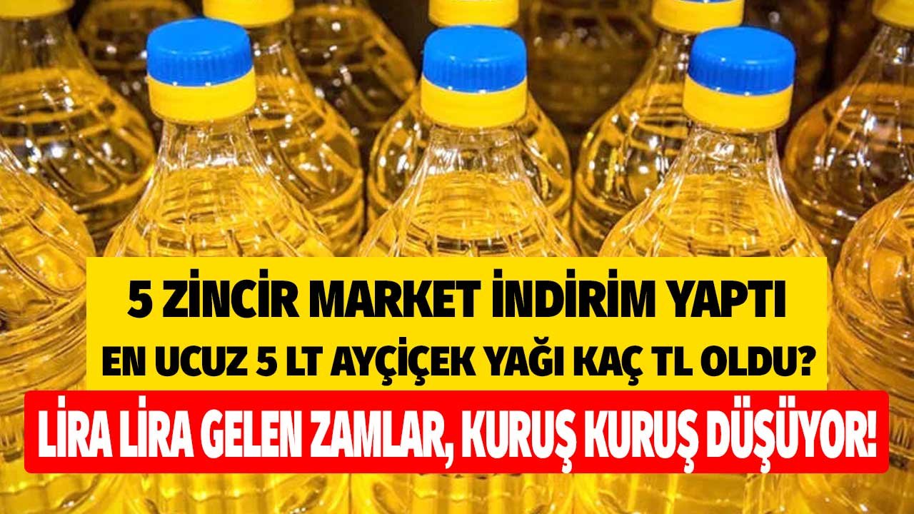 Lira Lira Gelen Zamlar Kuruş Kuruş Düşüyor! A101, Şok Carrefour Bim Migros En Ucuz 5 LT Ayçiçek Yağı Fiyatları Düştü Mü?