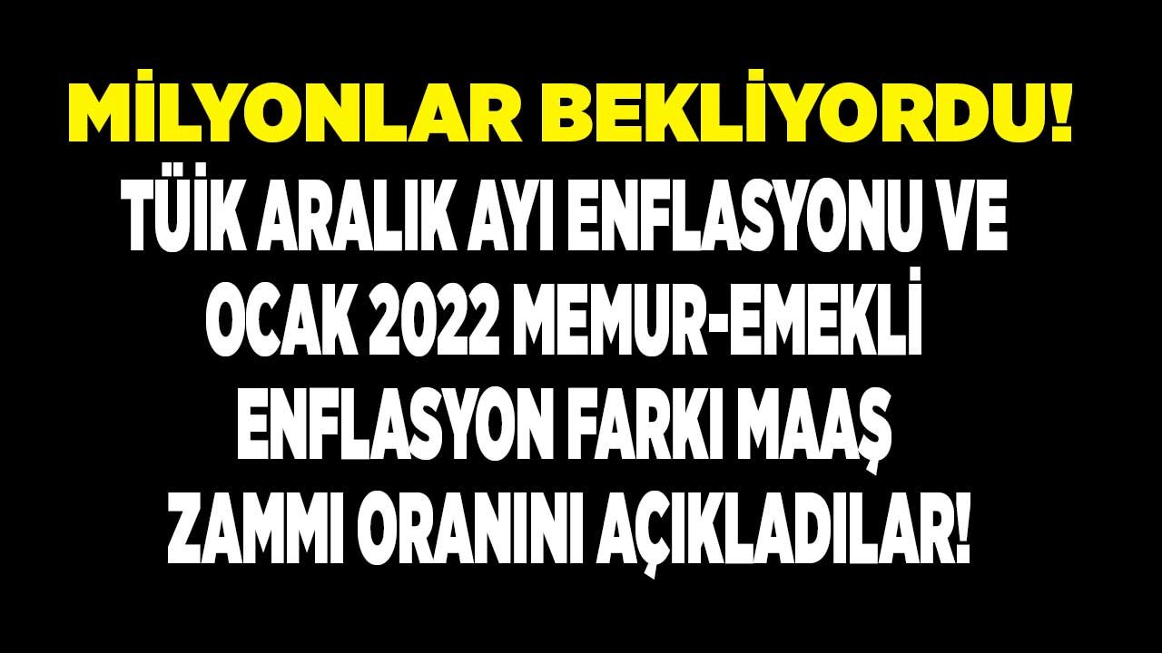 SON DAKİKA: Cumhuriyet Gazetesi TÜİK TEFE TÜFE Aralık Ayı Enflasyonu ve Ocak 2022 Memur Maaş Zam Oranı Rakamını Açıkladı