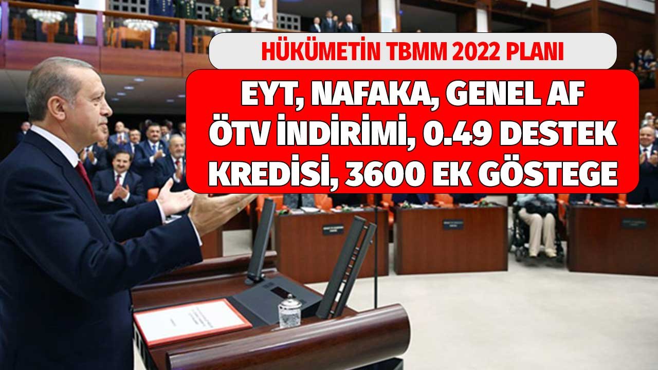 TBMM 2022 Planı! EYT, ÖTV, 0.49 Destek Kredisi, Nafaka, Genel Af, 3600 Ek Gösterge, Vergi