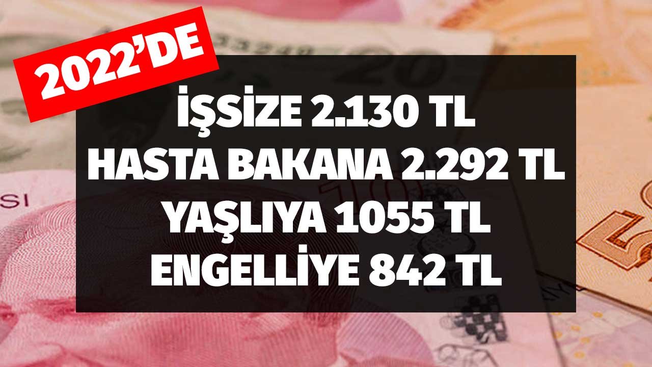 2022'de İşsize 2130 Lira, Yaşlıya 1055 Lira, Hasta Bakana 2292 TL, Engelliye 842 Lira