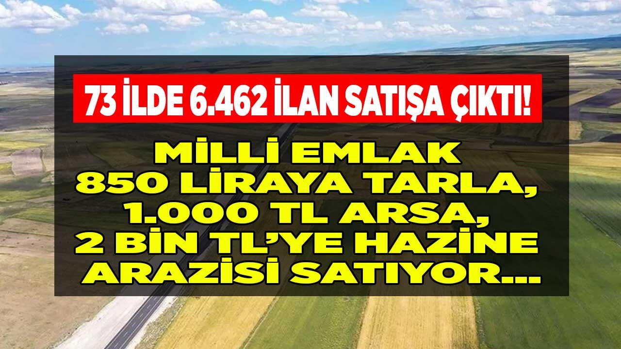 Milli Emlak 6.462 Satış İlanı Yayımladı! 850 TL Tarla, 1.000 Lira Arsa, 2 Bin Liraya Hazine Arazisi Satışları Başladı