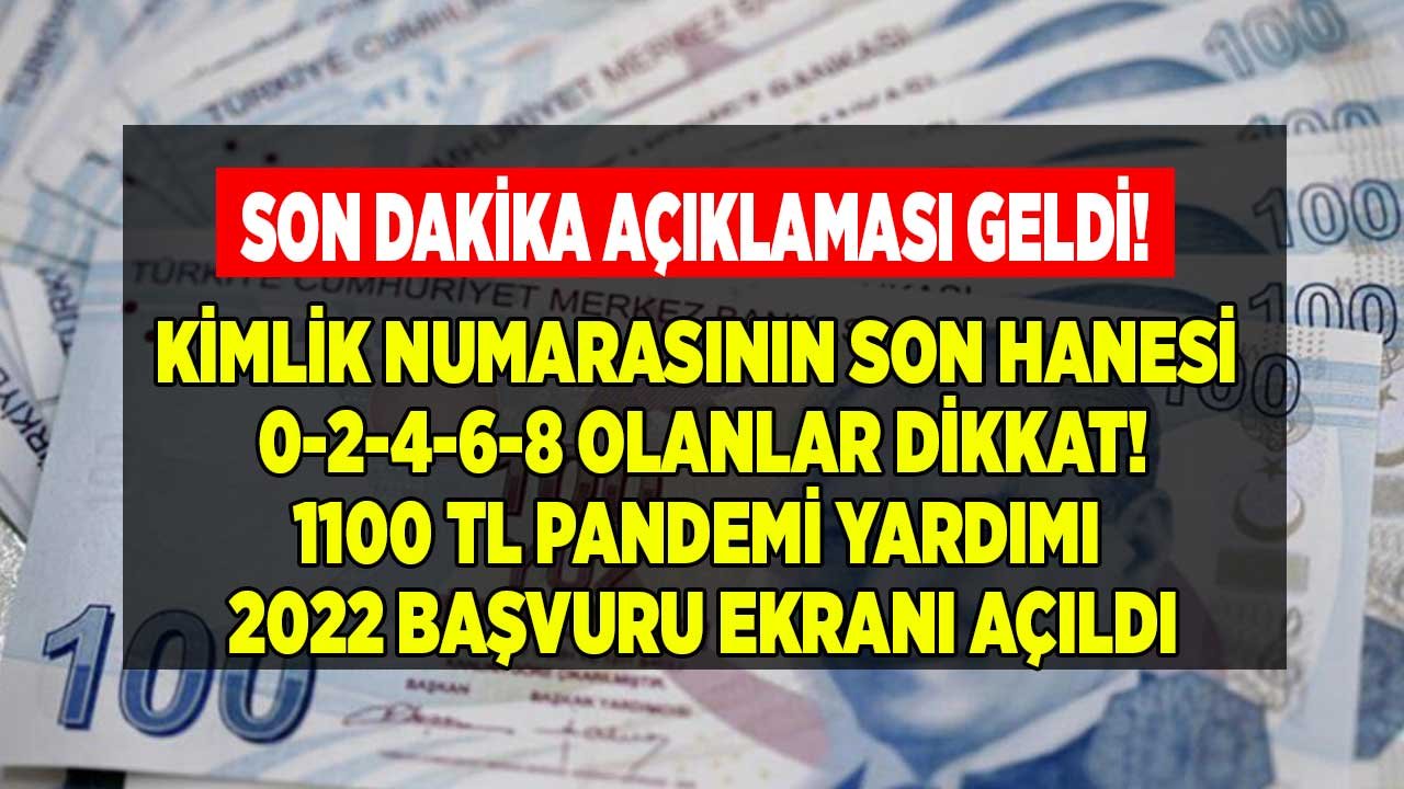 Kimlik Numarası Son Hanesi 0 - 2 - 4 - 6 - 8 Olanlar! Son Dakika: 3. Faz Pandemi Yardımı Başvuru Ekranı Yeniden Açıldı