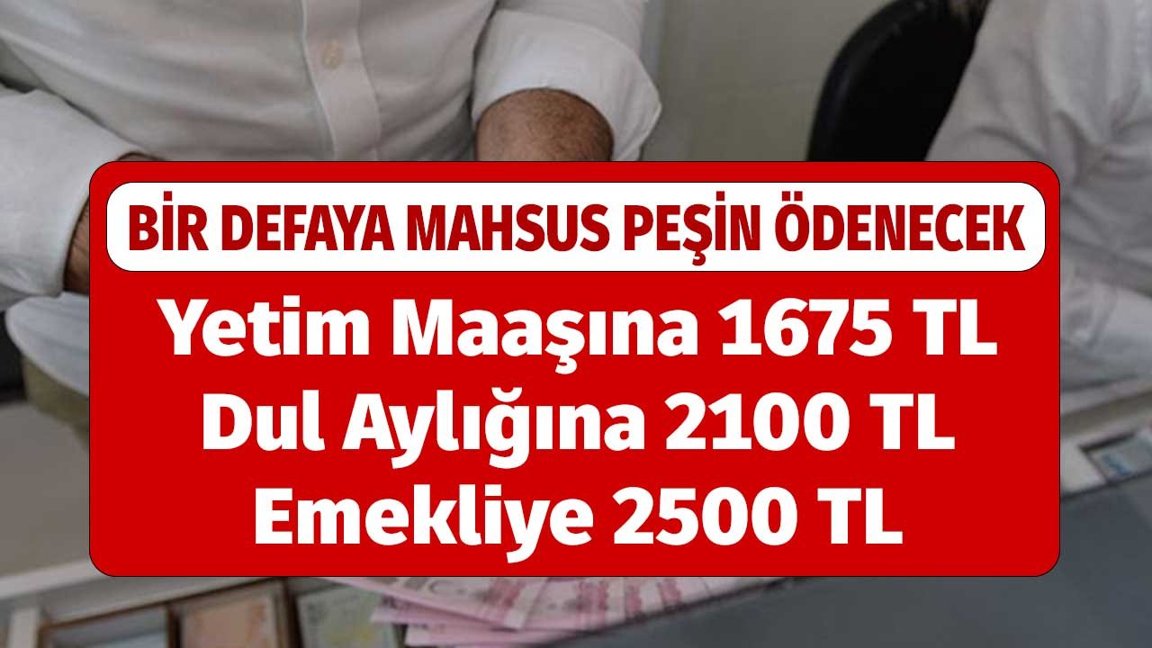 Yetim Maaşına 1675 TL, Dul Aylığına 2100 TL, Emekliye 2500 TL! Bir Defaya Mahsus Peşin Dağıtılacak