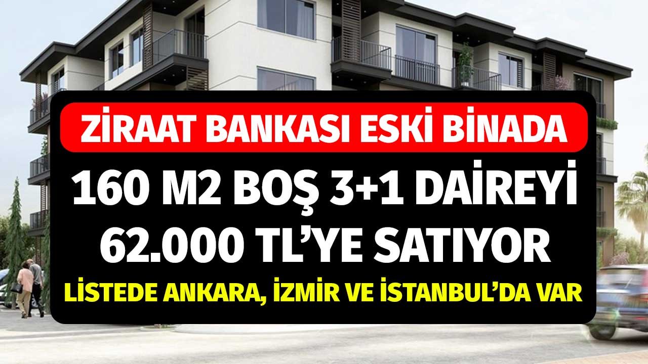 Ziraat Bankası Eski Binada 160 m2 Boş 3+1  Daireyi 62 Bin TL Verene Satacak