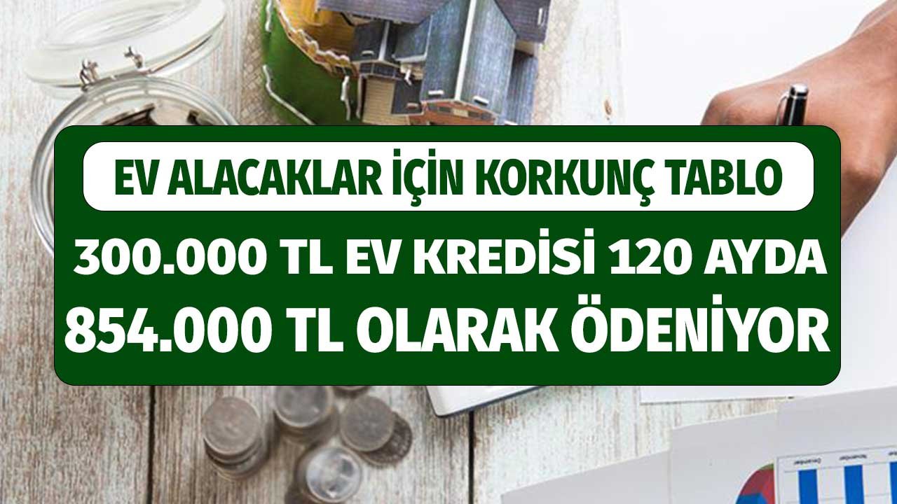 Ev Alacaklar için Korkunç Tablo! 300.000 TL Ev Kredisi 10 Yılda 854.000 TL Ödenecek
