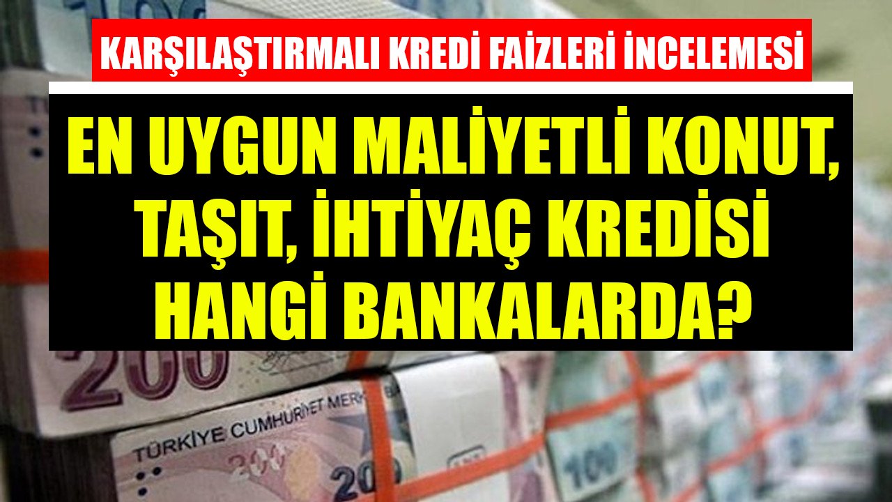 Banka Banka Karşılaştırmalı Kredi Faizleri İncelemesi! En Uygun Maliyetli Konut, Taşıt, İhtiyaç Kredisi Hangi Bankalarda