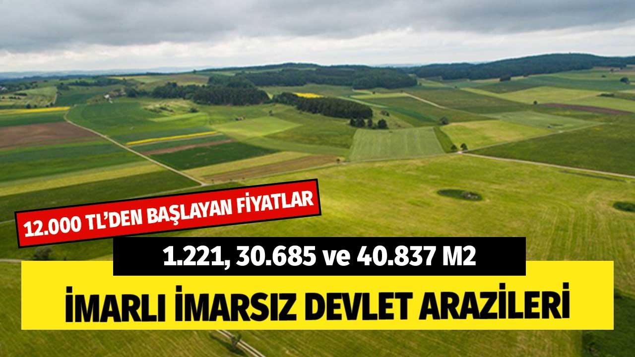 11.221, 30.685 ve 40.837 M2 İmarsız, İmarlı Hazine Arazileri 12 Bin TL'den Satılık