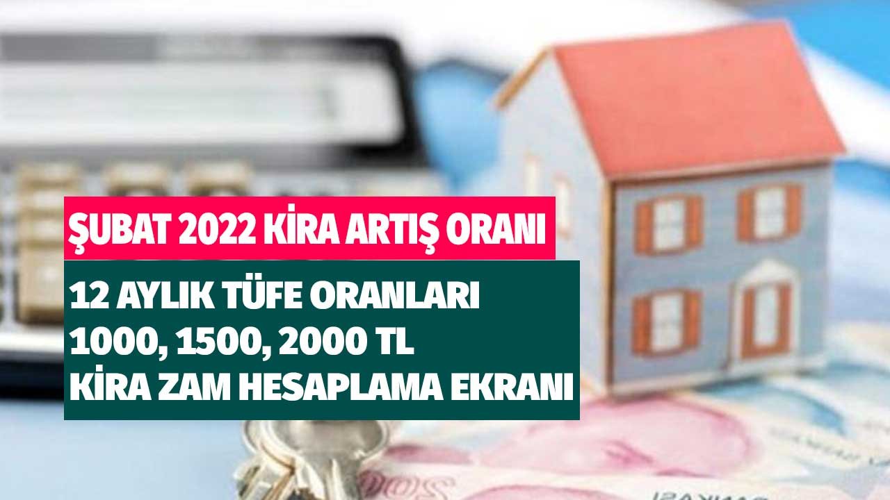 Şubat 2022 Kira Artış Oranı Hesaplama! Son 12 Aylık TÜFE Oranları 1000 TL, 1500 TL, 1750 TL, 2000 TL Kira Zam Tutarları