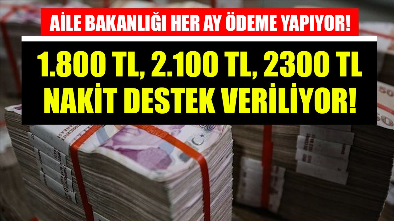 1.800 TL, 2.100 TL, 2.300 TL Nakit Destek Veriliyor! Aile Bakanlığı Zor Durumda Kalanlara Aylık Ödeme Yapıyor!