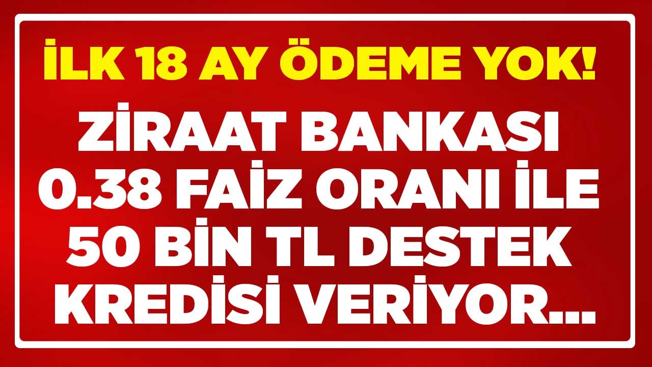 0.38 Faiz Oranı İle 50 Bin TL Kredi! Ziraat Bankası 18 Ay Ertelemeli Destek Kredisi Veriyor
