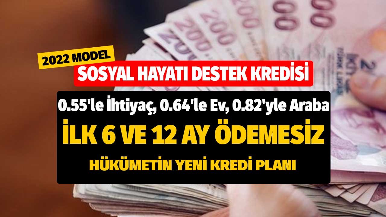 Sosyal Hayatı Destek Kredisi Mi Gelecek? 0.55'le İhtiyaç, 0.64'le Ev, 0.82'yle Araba Paketi İlk 6 ve 12 Ay Ödemesiz