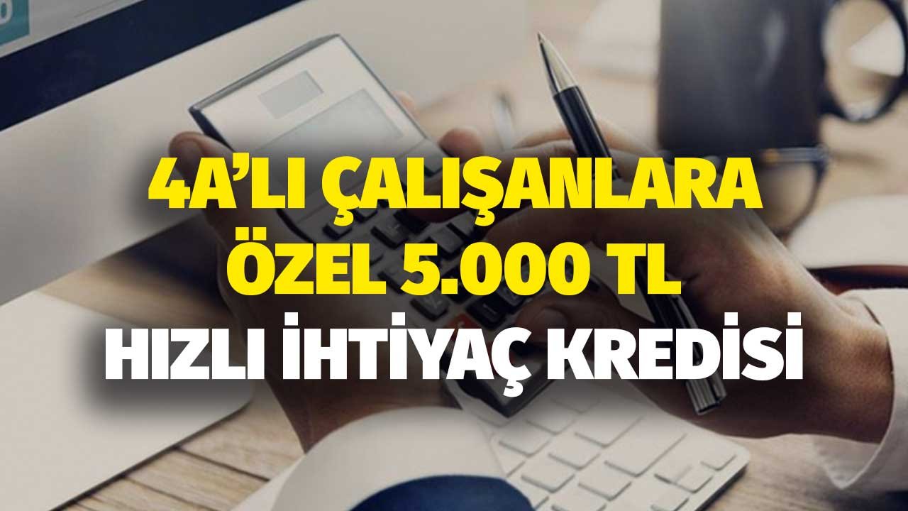 4A'lı Çalışanlara Özel 5.000 TL Hızlı İhtiyaç Kredisi