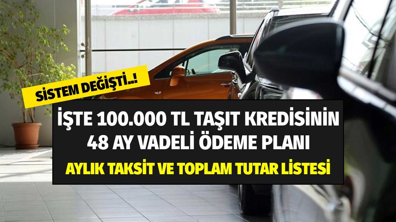 Yeni Sistem Başladı! İşte 100.000 TL İkinci El Taşıt Kredisinin 48 Ay Vadeli Ödeme Planı