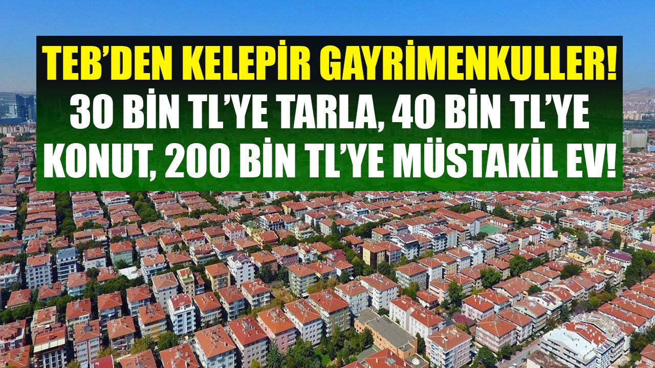 TEB'den Yetişenin Kapacağı Kelepir Gayrimenkuller! 30 Bin TL'ye Tarla, 40 Bin TL'ye Konut, 200 Bin TL'ye Müstakil Ev!