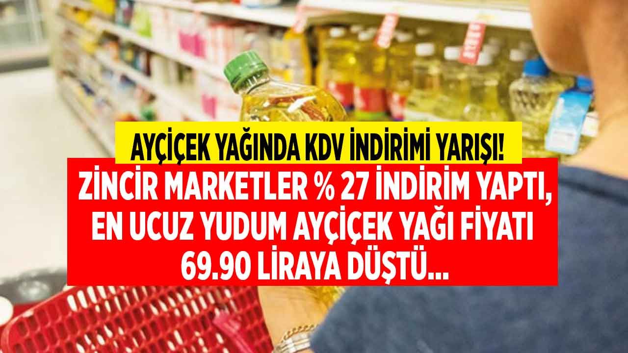 KDV İndirimi Etkisini Gösterdi, Yüzde 27 İndirim Geldi! Yudum Ayçiçek Yağı 69.90 TL Fiyatla En Ucuz O Markette Satılıyor