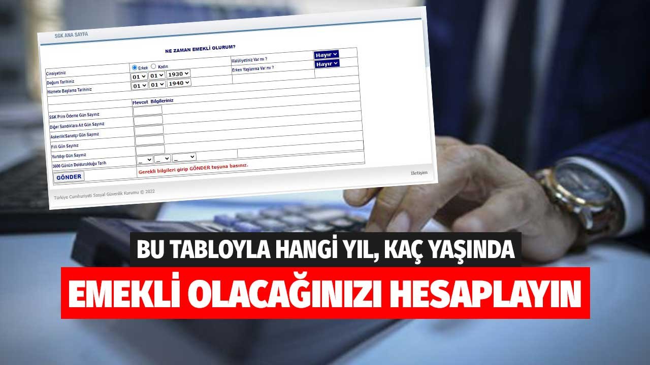 Bu Tabloyu Doldurun Kaç Yaşında Hangi Yıl Emekli Olacağınızı Hesaplayın