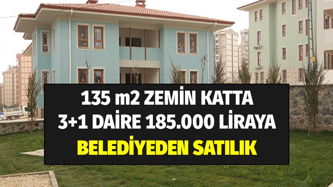 135 m2 Zemin Katta 3+1 Daire 185.000 TL! Belediyeden Satılık Evler