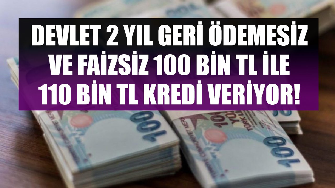 Devlet 2 Yıl Geri Ödemesiz Ve Faizsiz 100 Bin TL İle 110 Bin TL Destek Kredisi Veriyor!