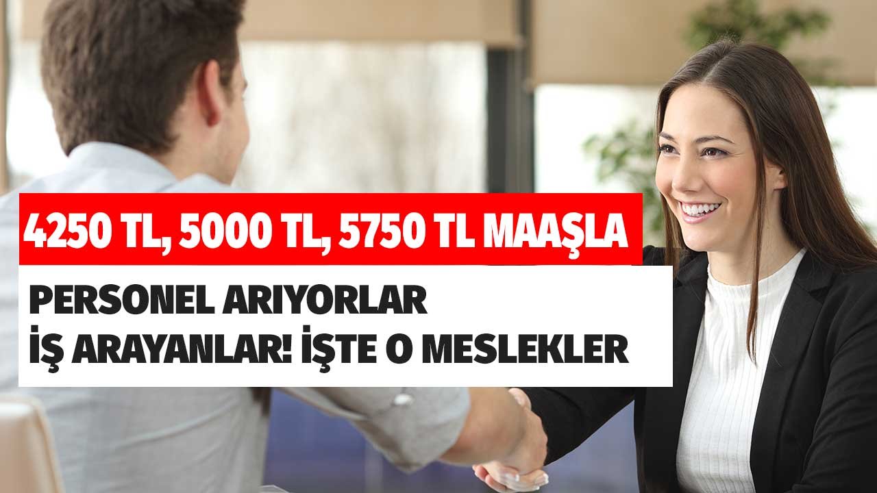 İş Arayanlara 4250, 5000, 5750 TL Maaşlı İşler! Pazartesi Başvuruları Meslek Meslek Listeler