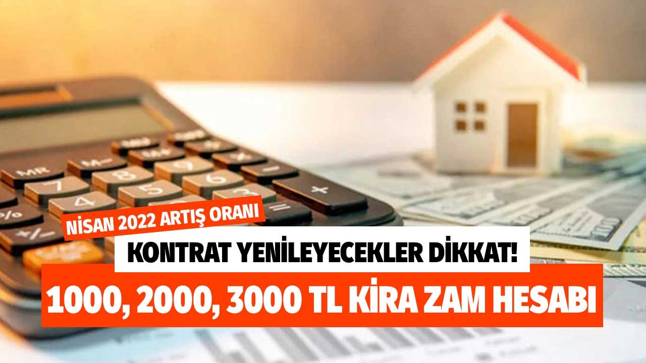 12 Aylık TÜFE Oranlarıyla Nisan 2022 Kira Artış Hesaplama Ekranı! 1000, 1500, 2000, 3000 TL Kira için Zam Tutarı