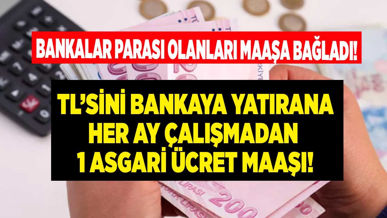 Bankalar Parası Olana Maaşa Bağladı! TL'sini Bankaya Yatırana 32 Günlük Mevduat Faizi İle Her Ay Asgari Ücret Maaşı