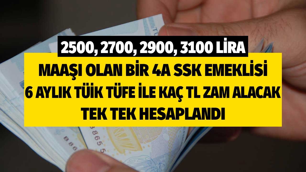 2500, 2700, 2900, 3100 TL emekli maaşı SSK'lılar! 6 aylık TÜİK TÜFE oranlarıyla zam hesaplaması