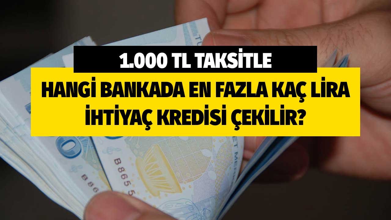 1000 lira taksit ödeyerek 36 ay vadeli en fazla kaç TL ihtiyaç kredisi çekilir?