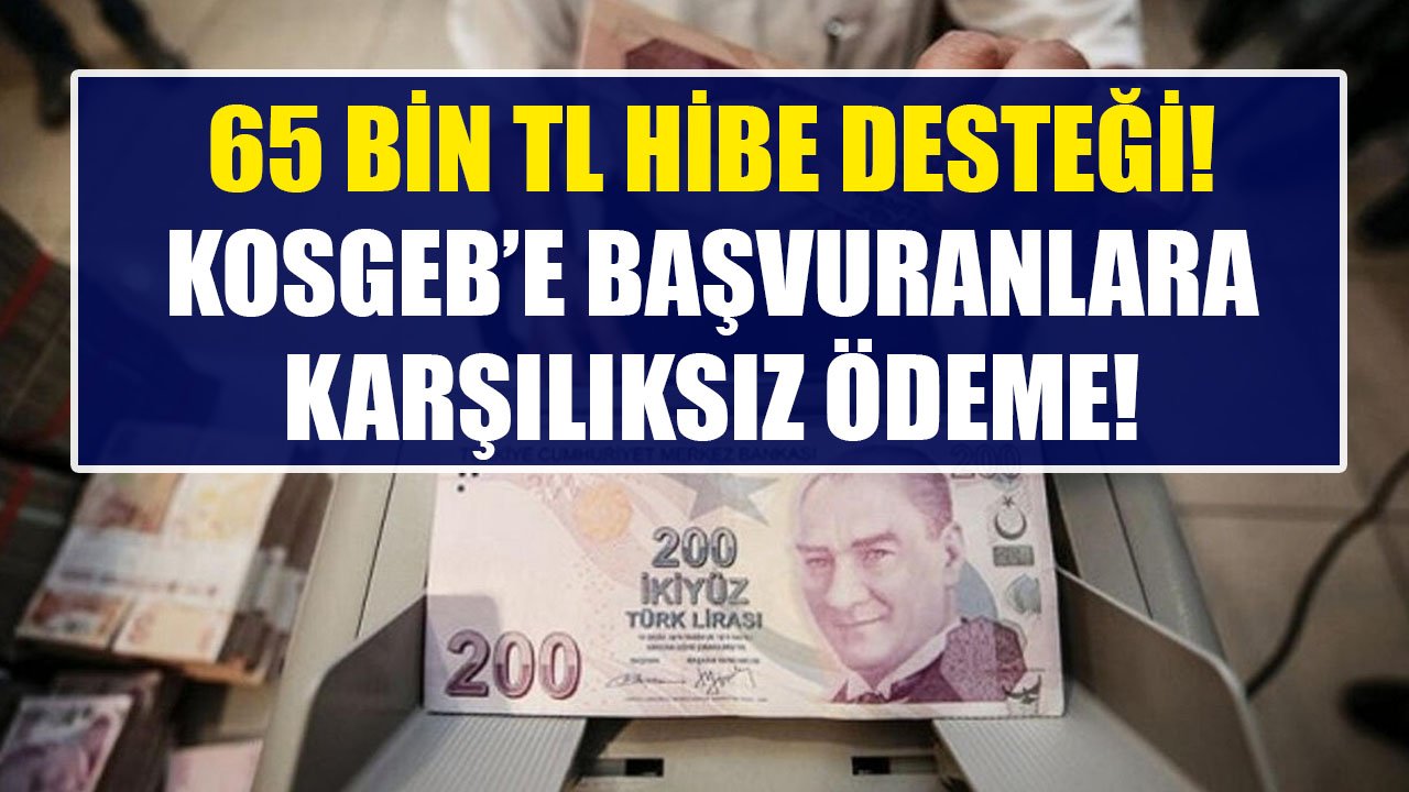 65 Bin TL Hibe Desteği Veriliyor! KOSGEB'e Başvuranlara Karşılıksız Ödeme Yapılıyor!