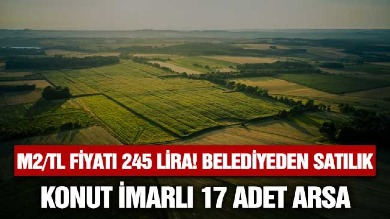 m2 / TL fiyatı 245 lira! Belediyeden satılık konut imarlı 17 arsa