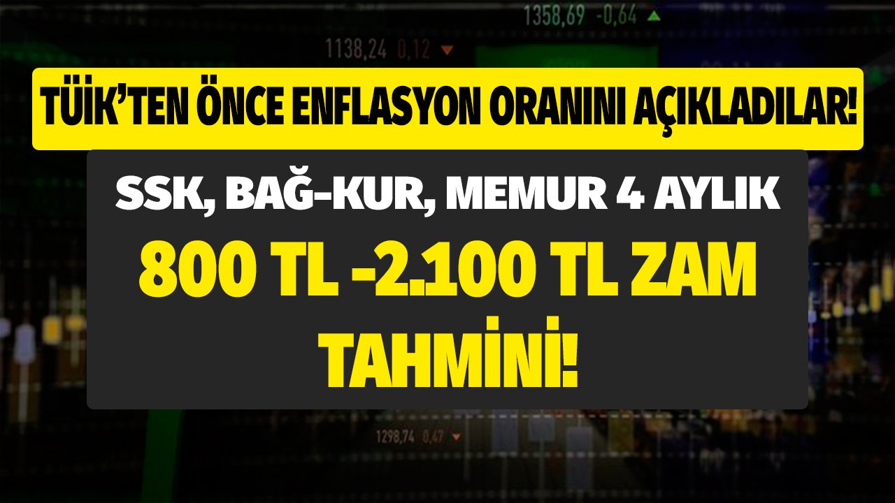 TÜİK'ten önce TEFE TÜFE enflasyon oranı açıklandı! 4 aylık maaş hesabı SSK, Bağ-Kur zam tutarı tahmin edildi