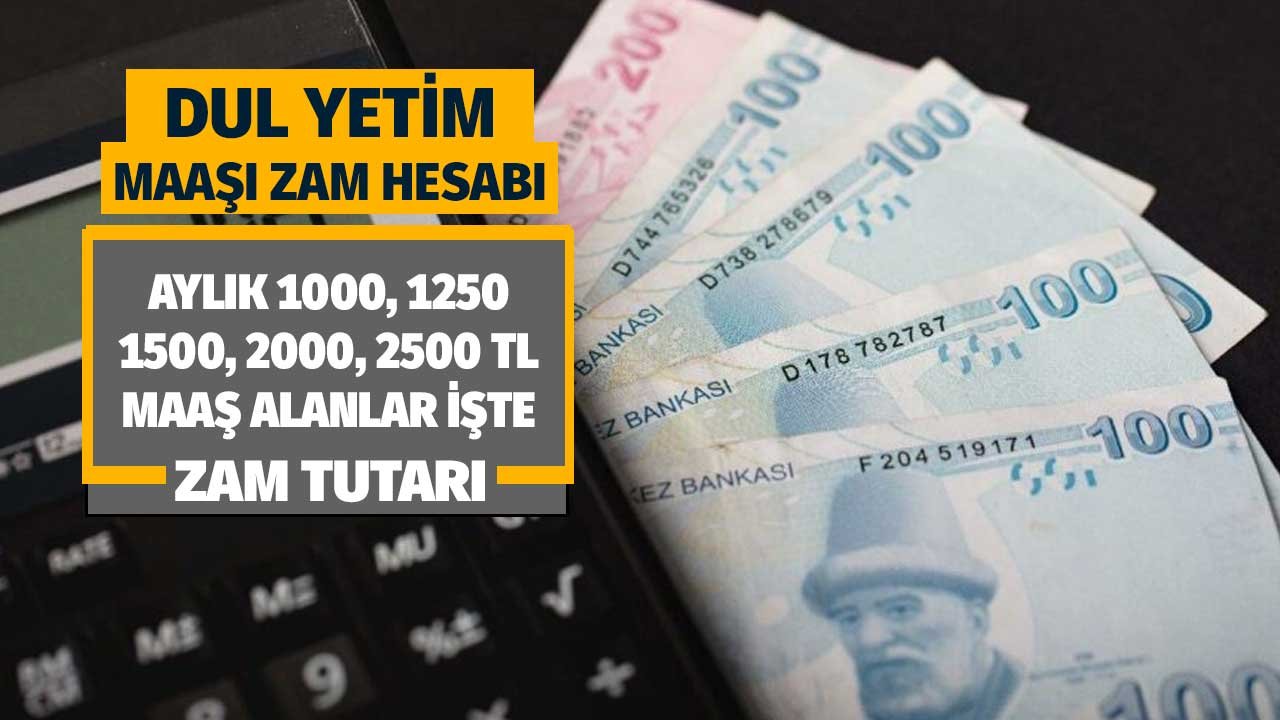 1250 TL, 1700 TL, 2500 TL dul yetim maaşı alan hak sahiplerinin 4 aylık enflasyon zam tutarı