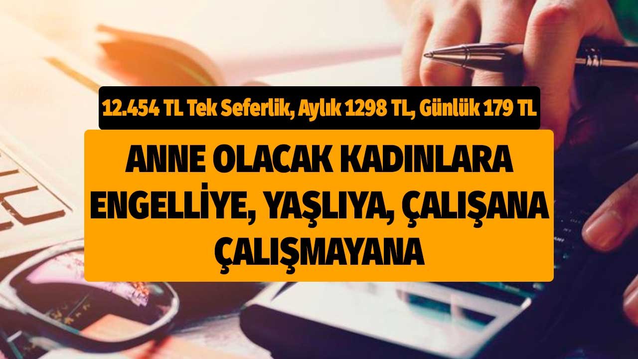 Anne olacak kadınlara, çalışan, çalışmayan, engelli, yaşlıya! 12.454 TL tek seferlik, aylık 1298 TL, günlük 179 TL