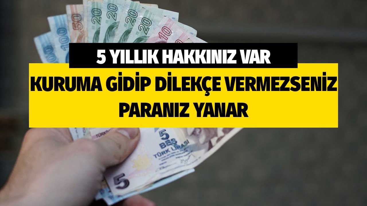 5 yıllık hakkınız var kuruma gidip dilekçe vermezseniz paranız yanar