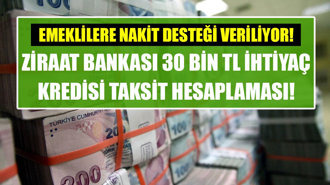 Ziraat Bankası'ndan Emeklilere Nakit Desteği! 30 Bin TL İhtiyaç Kredisi İçin Taksit Hesaplaması!