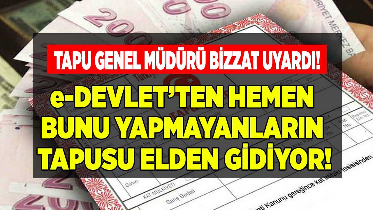 Tapu Genel Müdürü Kırmızı Alarm Verdi: Tapusu Olup E-Devlet Üzerinden Yapmayanlar Son Pişmanlık Fayda Etmeyecek