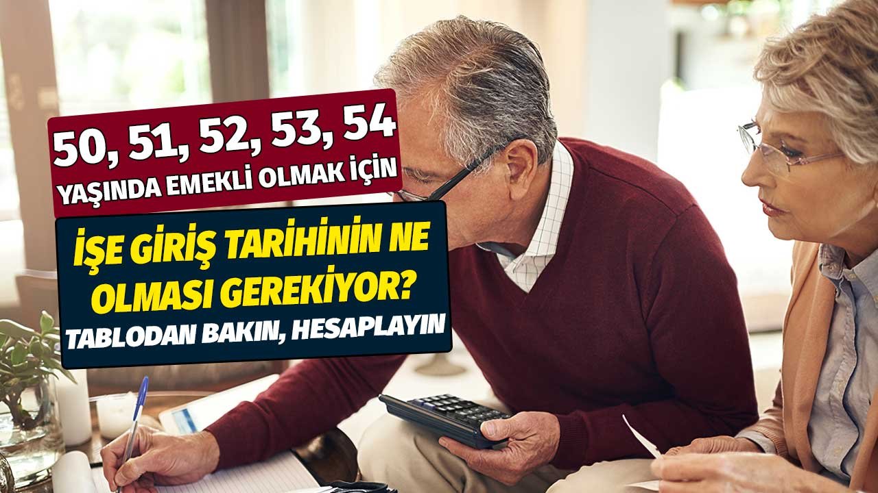 50, 51, 52, 53 yaşında emekli olmak için hangi tarihte işe girmiş olmanız gerekiyor? SGK 2022 emeklilik yaş tablosu