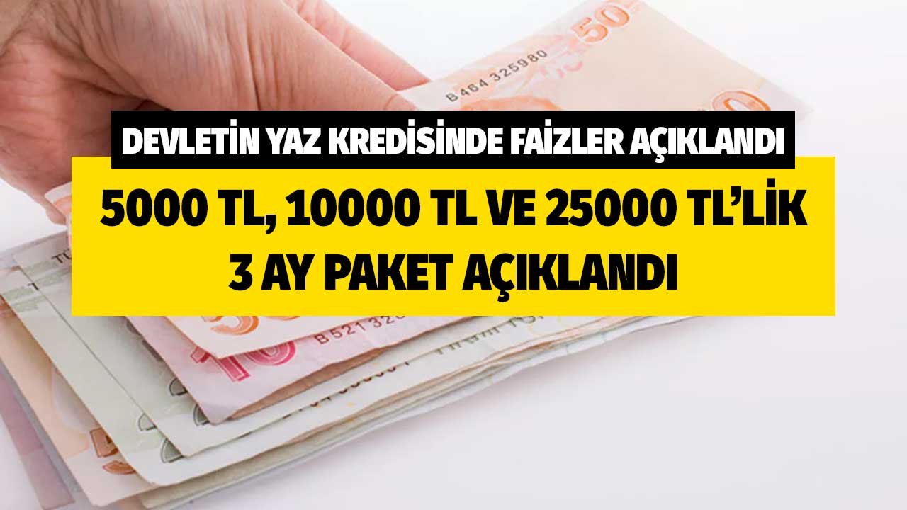 Devletin yaz kredisinde faizler açıklandı! 5000, 10000, 25000 liralık üç paket birden duyuruldu