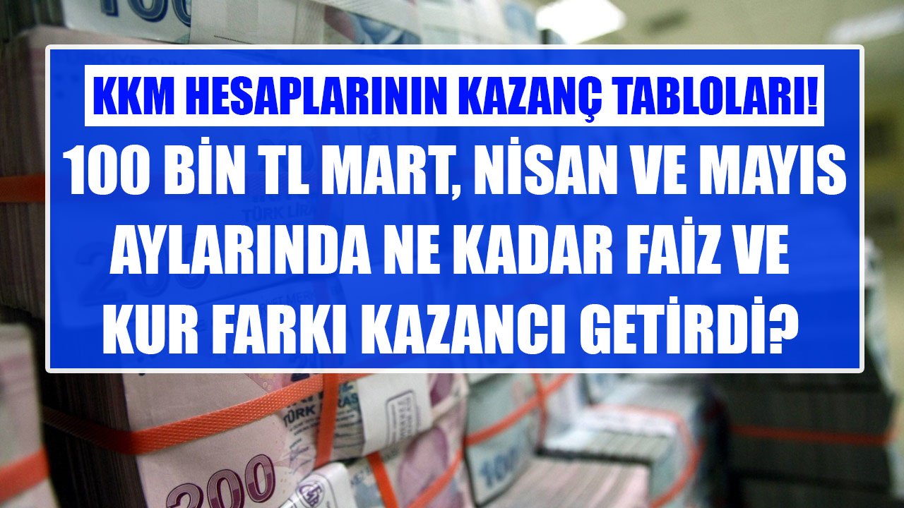 Kur Korumalı Mevduat Hesaplarının Mart, Nisan, Mayıs Kazançları! 100 Bin TL Yatıranlar Kaç TL Faiz Ve Kur Farkı Aldılar!