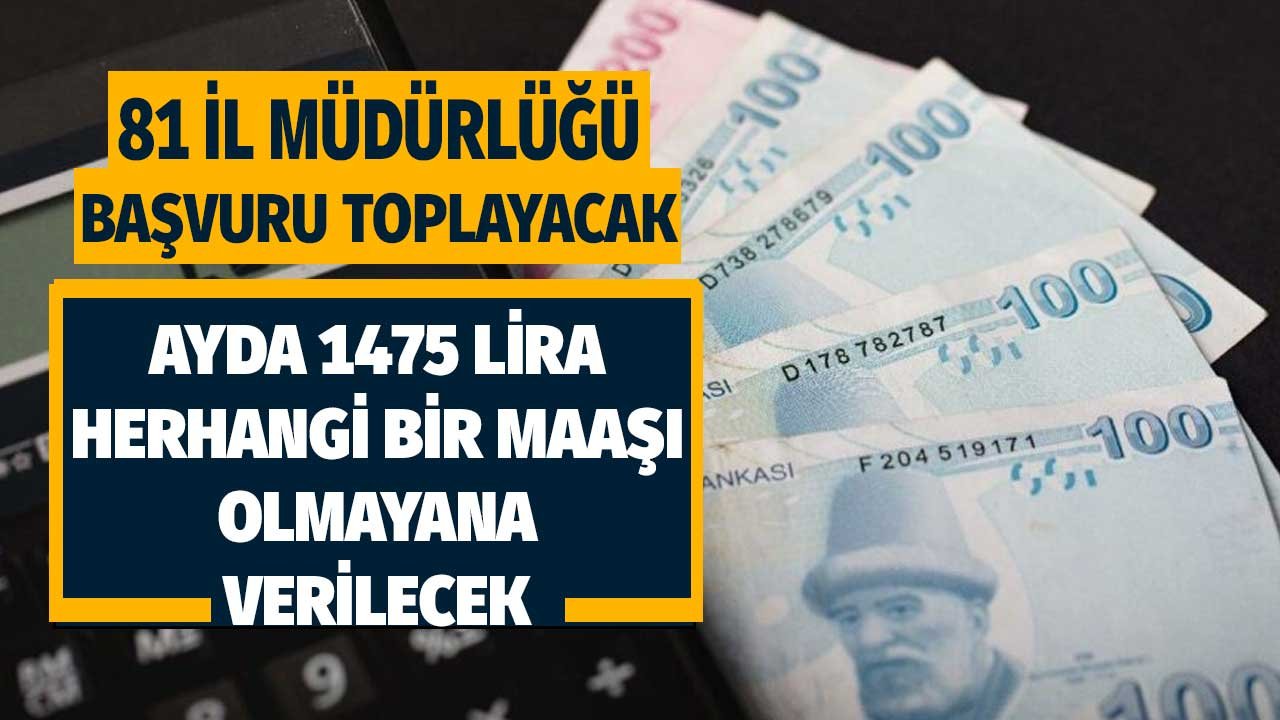 Herhangi bir maaşı olmayana verilecek! Aylık 1475 lira başvurular 81  il müdürlügünden yapılacak